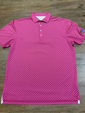Johnnie-O Men's Pink Patterned Polo Shirt